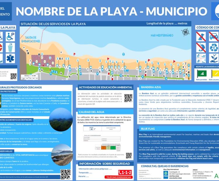 panel Bandera Azul playas con posidonia